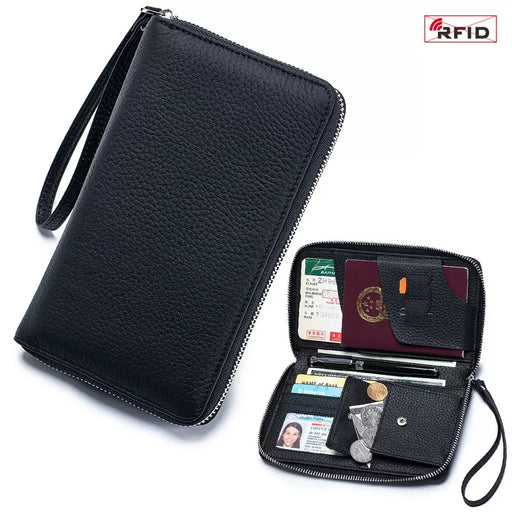 Genuine Leather RFID Passport Purse, Long Wallet TC470 | TOUCHANDCATCH NZ - Touch and Catch NZ