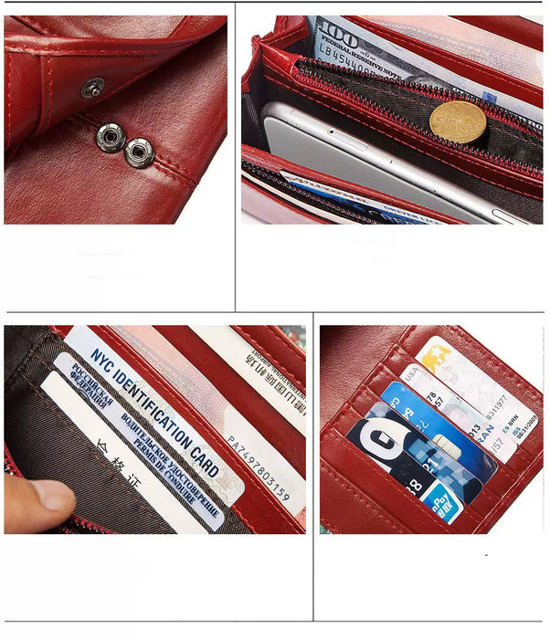 Women's Genuine Leather Bifold Purse 206 | TOUCHANDCATCH NZ - Touch and Catch NZ