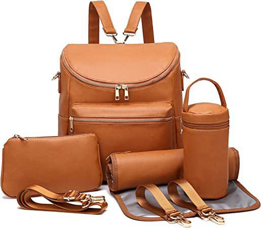 Vegan Leather Nappy Bag, Nappy Backpack TC124 | TOUCHANDCATCH NZ