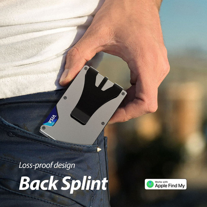 Smart Anti-Lost RFID Card Wallet with Find My | Slim Aluminium Minimalist Wallet, Built-in Tracker & Money Clip