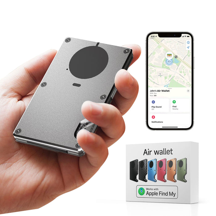 Smart Anti-Lost RFID Card Wallet with Find My | Slim Aluminium Minimalist Wallet, Built-in Tracker & Money Clip