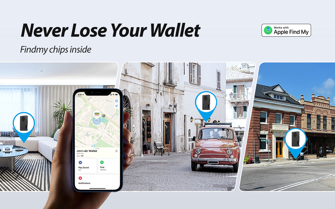 Smart Anti-Lost RFID Card Wallet with Find My | Slim Aluminium Minimalist Wallet, Built-in Tracker & Money Clip