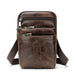 Men's genuine leather waist bag TC2014 in coffee, front view with adjustable shoulder strap - Touch and Catch NZ