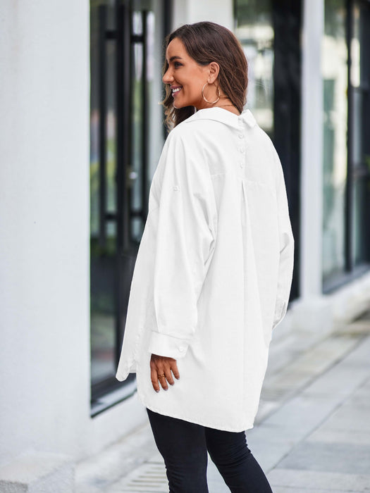 Women’s Long Sleeve Oversize Shirt White| TOUCHANDCATCH NZ - Touch and Catch NZ