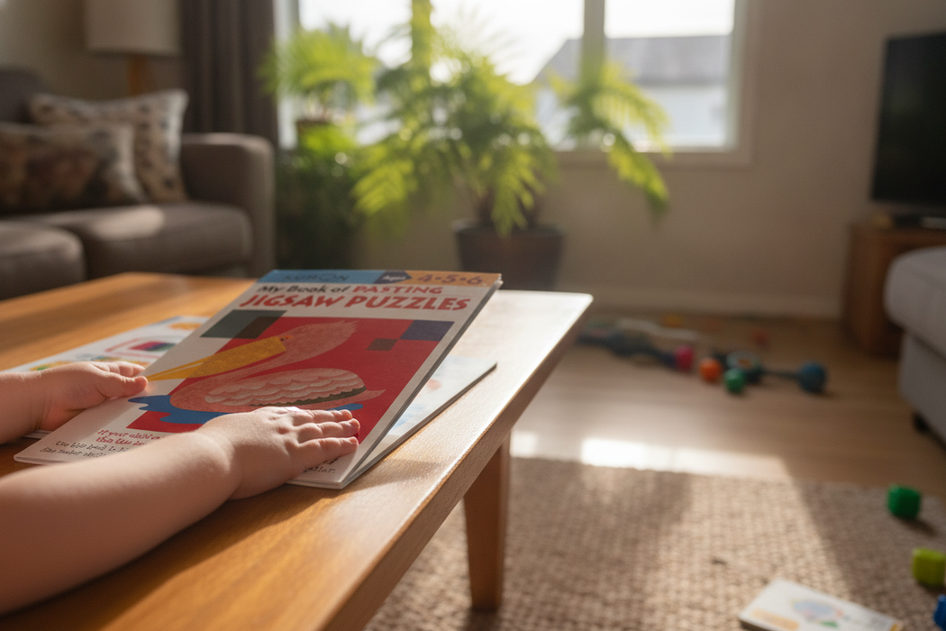 Kids Books 2-Pack read by child in cozy NZ home - Touch & Catch NZ