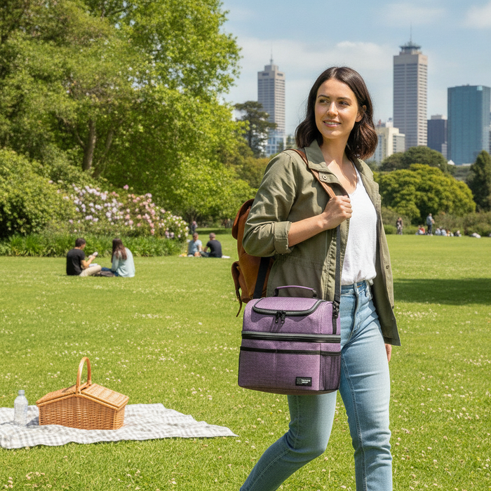 2-Compartment Insulated Lunch Bag, Thermal Bag, Picnic Bag TC1054 | TOUCHANDCATCH NZ