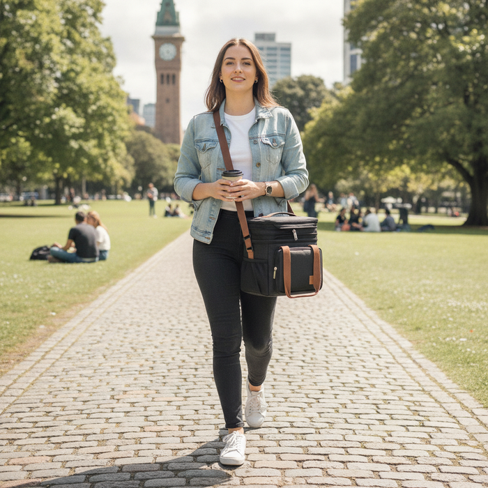 Insulated Lunch Bag - Extendable 2-Compartment Cooler & Picnic Bag 17 Liter TC156-A | TOUCHANDCATCH NZ