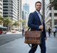 Waxed Canvas Men's Crossbody Bag TC4606 on Auckland city street - Touch & Catch NZ