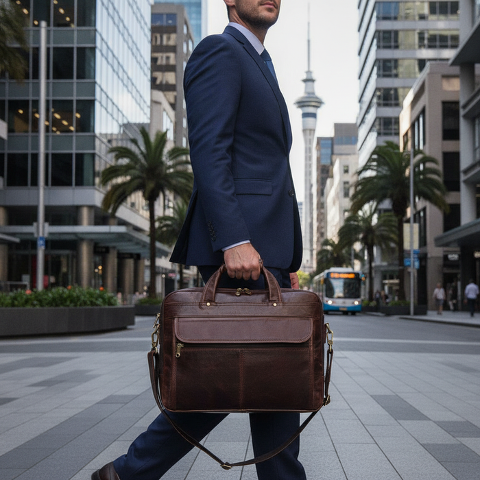 Men's Genuine Leather Crossbody Briefcase in Auckland - Touch & Catch NZ