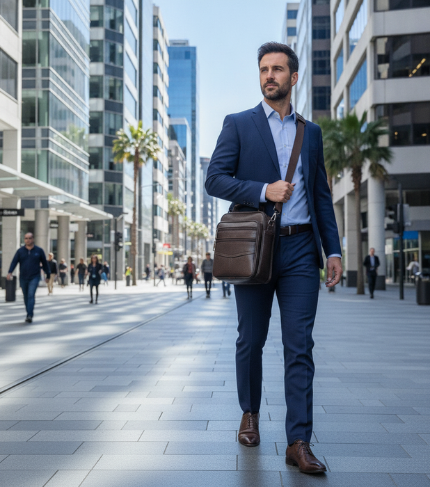 Men's Genuine Leather Satchel TC4242 in urban Auckland NZ - Touch & Catch NZ