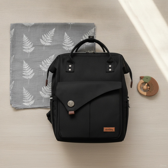 Nappy Bag, Nappy Backpack Black Colour TC5103 | TOUCHANDCATCH NZ