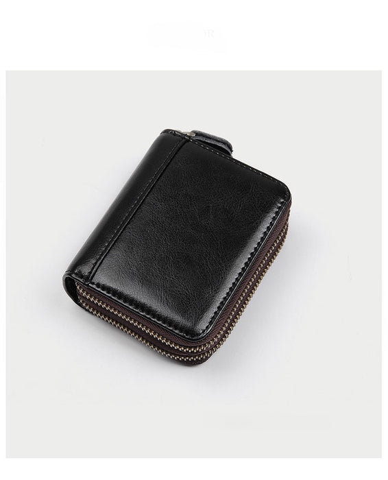 Genuine Leather RFID Zip-Around Wallet 8438BLK | TOUCHANDCATCH NZ - Touch and Catch NZ