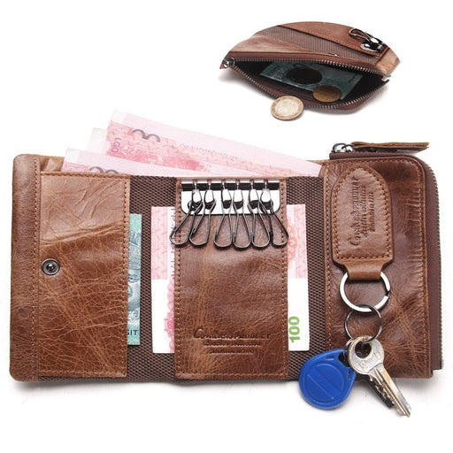 Genuine Leather Key Case T013 Coffee Color -2