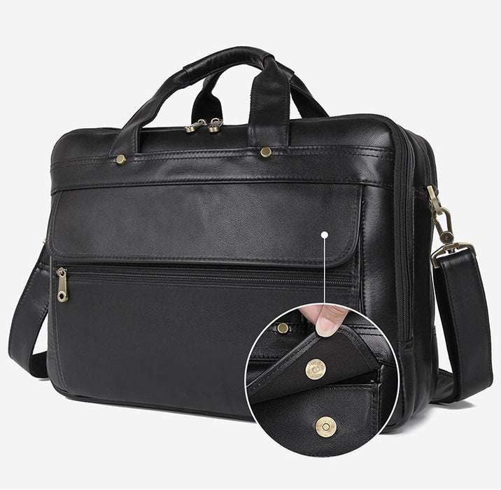 Men's Genuine Leather Briefcase, Laptop Bag Black Colour 446-8