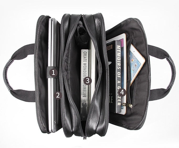 Men's Genuine Leather Briefcase, Laptop Bag Black Colour 446-5
