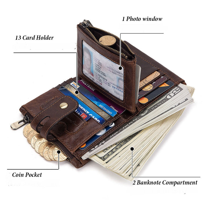 Genuine Leather RFID Bi-Fold Wallet 329-4