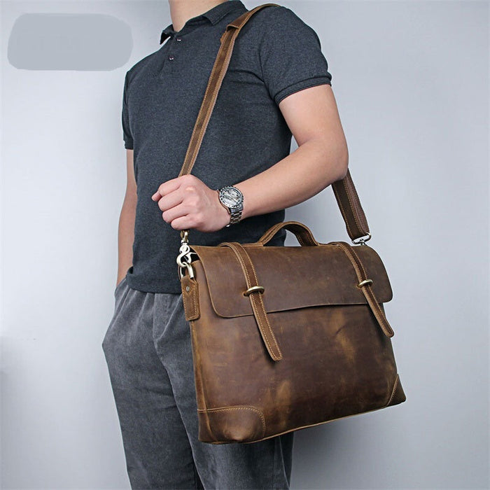 Men's Genuine Leather Briefcase, Laptop Bag 482-2