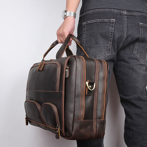 Men's Genuine Leather Briefcase, Laptop Bag 489-2