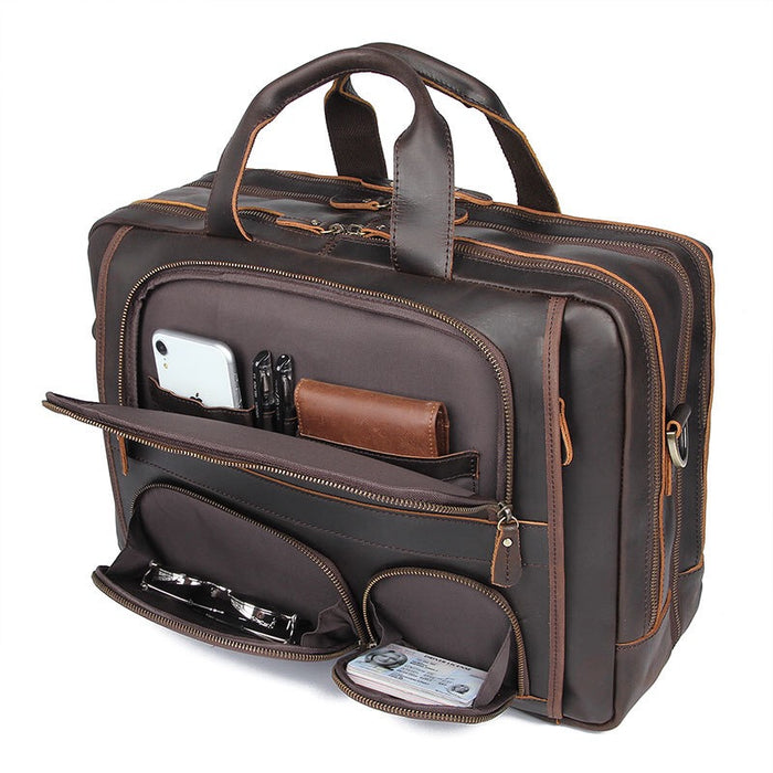 Men's Genuine Leather Briefcase, Laptop Bag 489-4