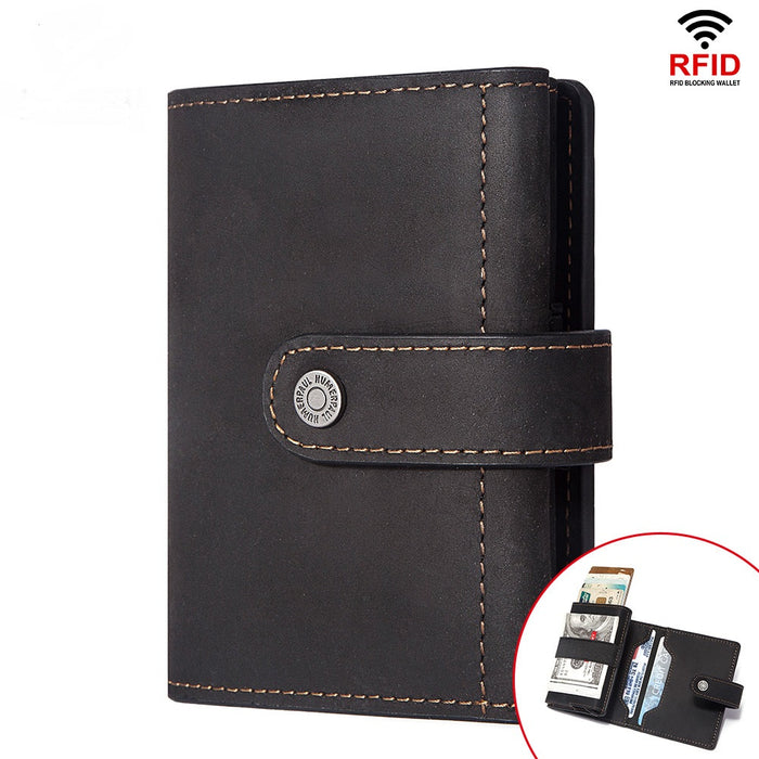 Genuine Leather RFID Wallet With Pop-up Card Case 378-1