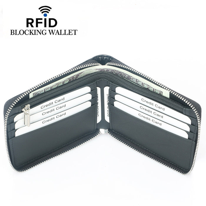 Men's RFID Carbon Fiber Zip-Around Wallet 317 | TOUCHANDCATCH NZ - Touch and Catch NZ
