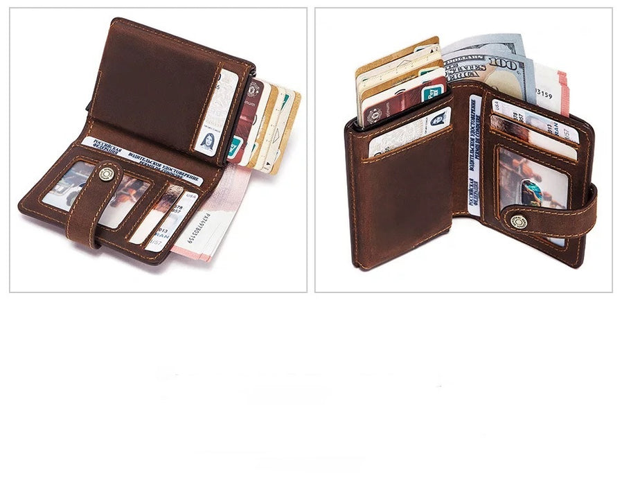 Genuine Leather RFID Wallet, Pop-up Card Holder 344-3