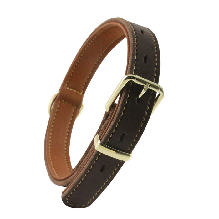 Genuine Leather Dog Double Layer Collar-3