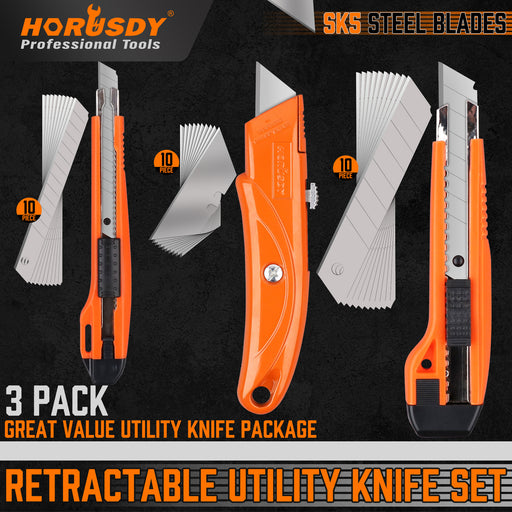 3 Pack Retractable Utility Knife Set  | TOUCHANDCATCH NZ - Touch and Catch NZ