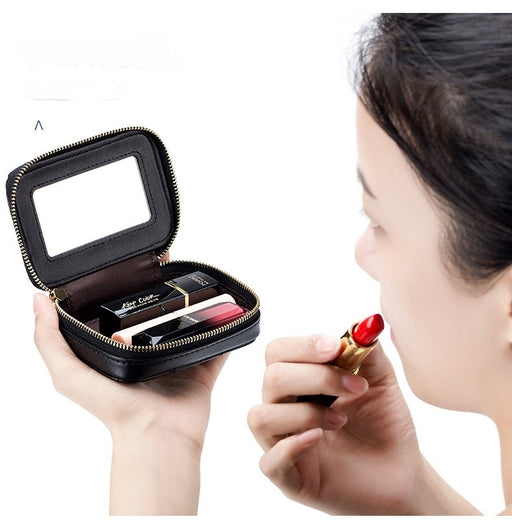 Genuine Leather Make Up Wallet With Mirror 05 | TOUCHANDCATCH NZ - Touch and Catch NZ