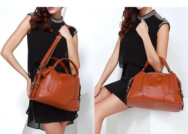 Women's Genuine Leather Tote Bag International Orange 1006-2