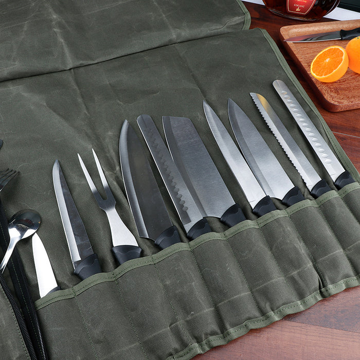 Waxed Canvas Chef’s Knife Storage Bag TC128 | TOUCHANDCATCH NZ - Touch and Catch NZ