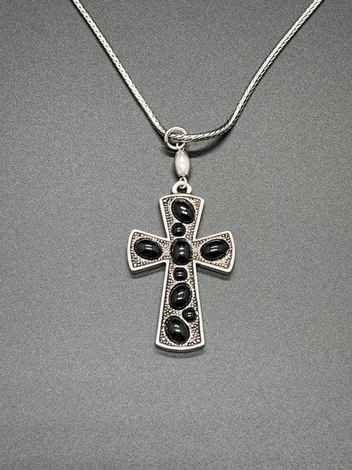 Halle Joy Trusting Cross Necklace Silver With Black Stone | TOUCHANDCATCH NZ - Touch and Catch NZ