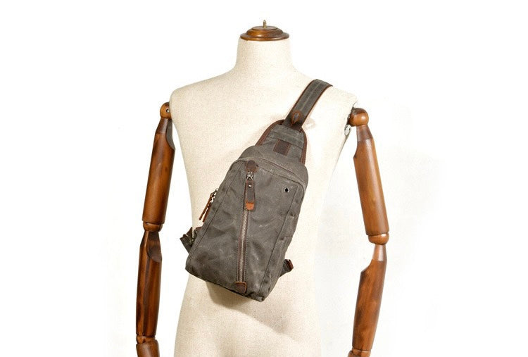 Canvas Leather Chest Bag, Bum Bag 018 | TOUCHANDCATCH NZ - Touch and Catch NZ