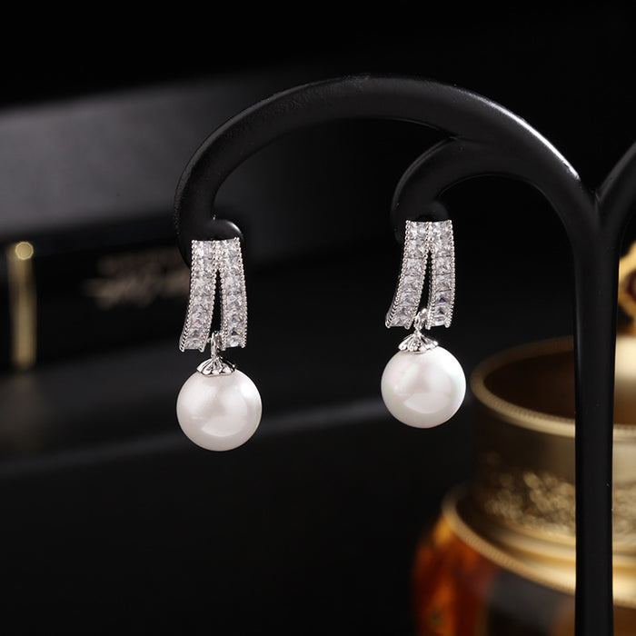 Women's Zircon Pearl Earrings 201 | TOUCHANDCATCH NZ - Touch and Catch NZ
