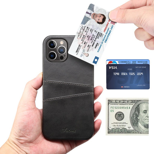 Genuine Leather iPhone Samsung Case with Card Slots - Touch & Catch NZ