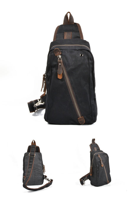 Canvas Leather Chest Bag, Bum Bag 018 | TOUCHANDCATCH NZ - Touch and Catch NZ