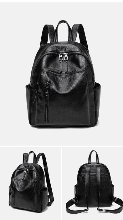 black leather backpack nz Women's Vegan Leather Backpack TC6648